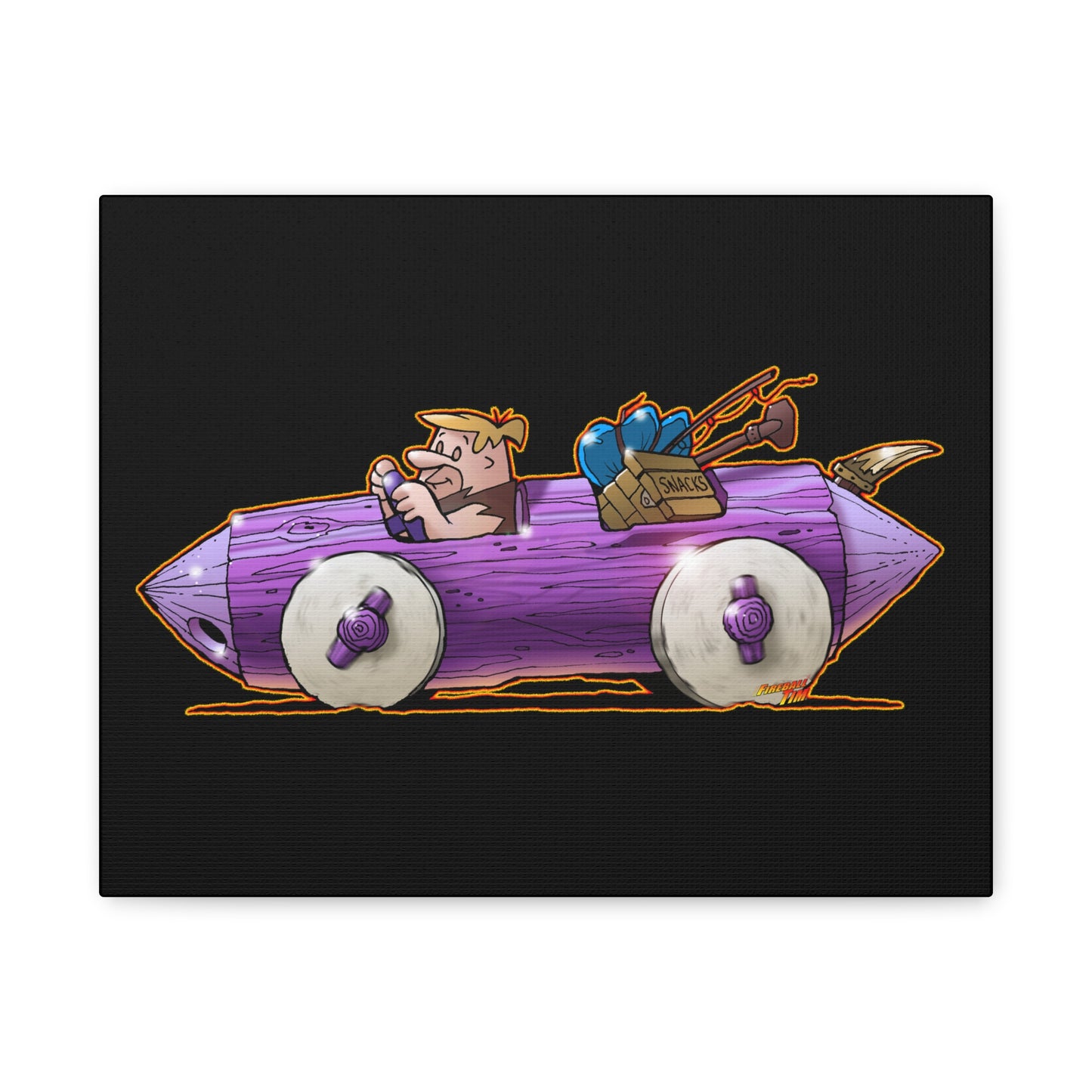 FLINSTONES BARNEY RUBBLE Fireball Art Canvas Wall Print - Multiple Sizes