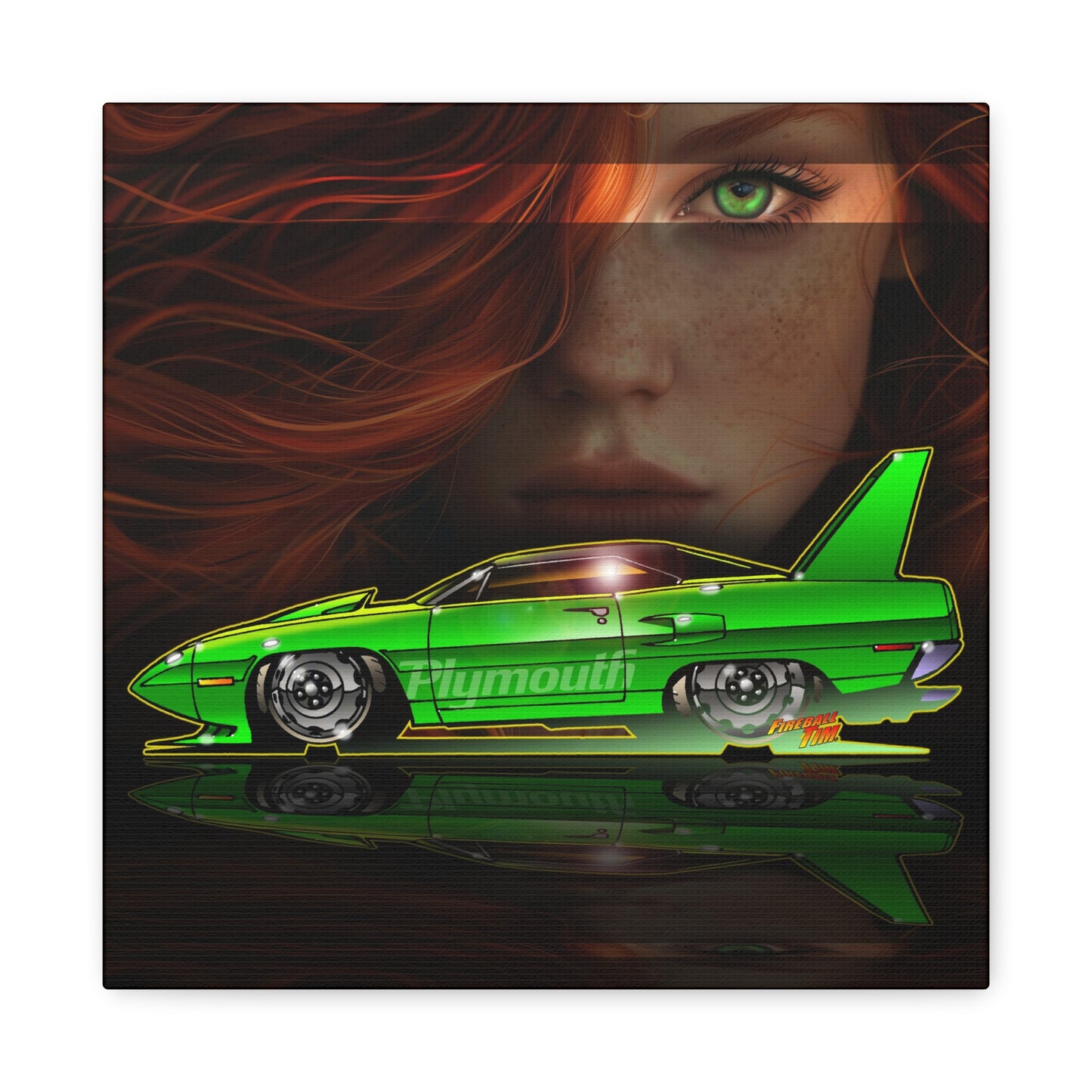 PLYMOUTH ROAD RUNNER Canvas Fireball Art Wall Print - 12x12