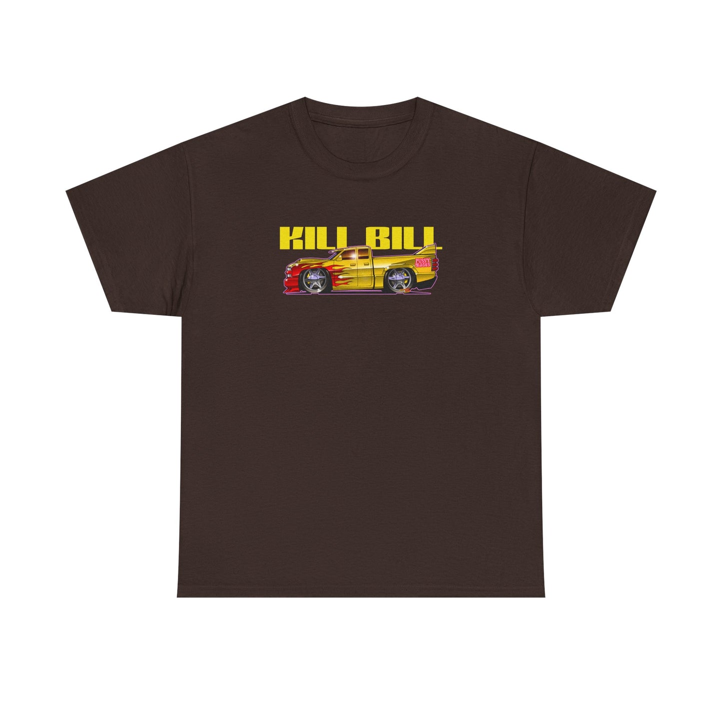 KILL BILL PUSSY WAGON Chevy Pickup Truck Fireball Art Tee Shirt - Multiple Sizes