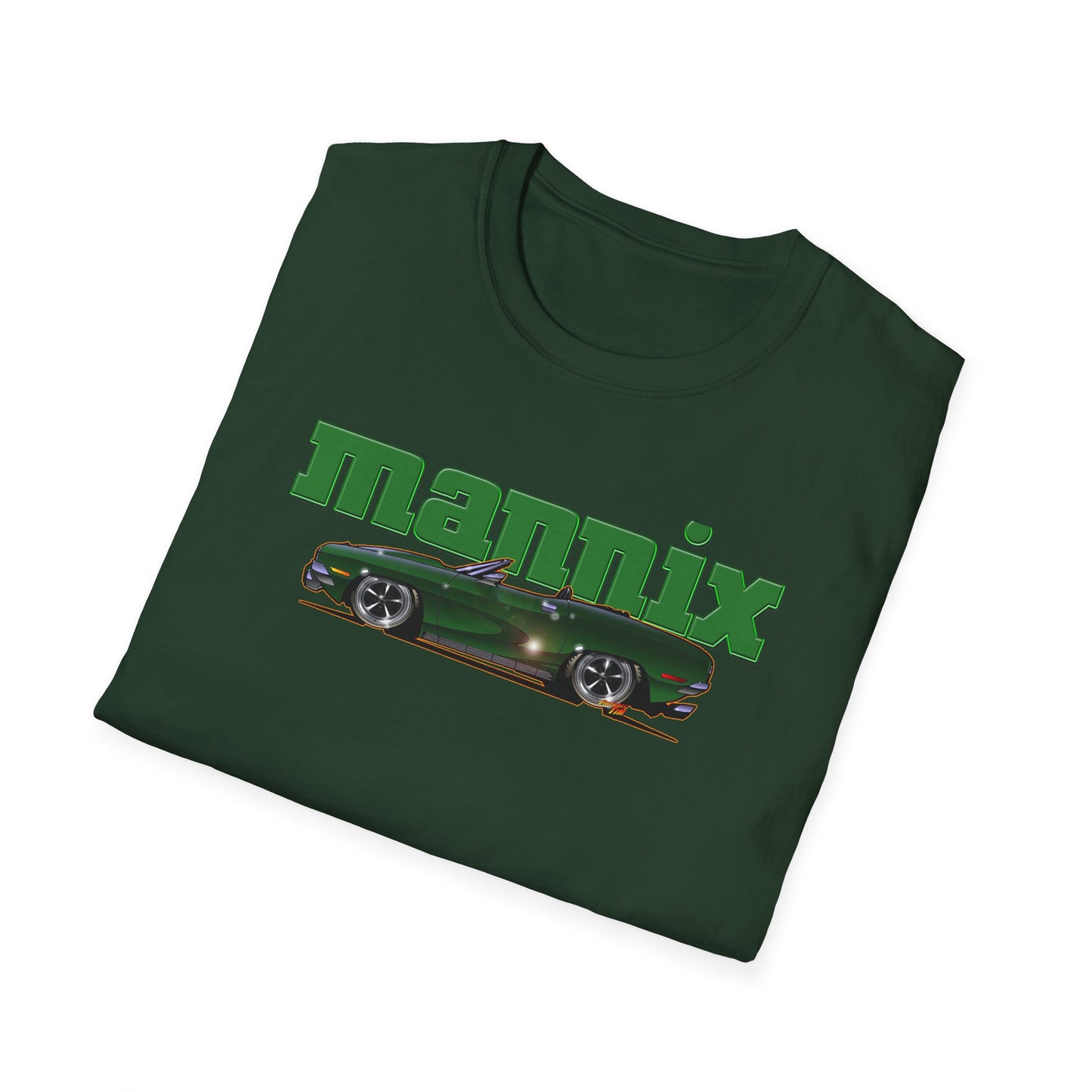 MANNIX TV Show Plymouth Barracuda Concept Art Softstyle T-Shirt Multiple Colors