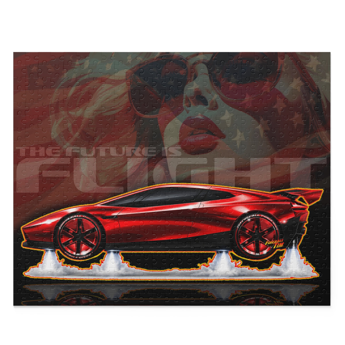 TESLA FLYING ROADSTER Collectible Fireball Art Jigsaw Puzzle — (120/252/500‑Piece)