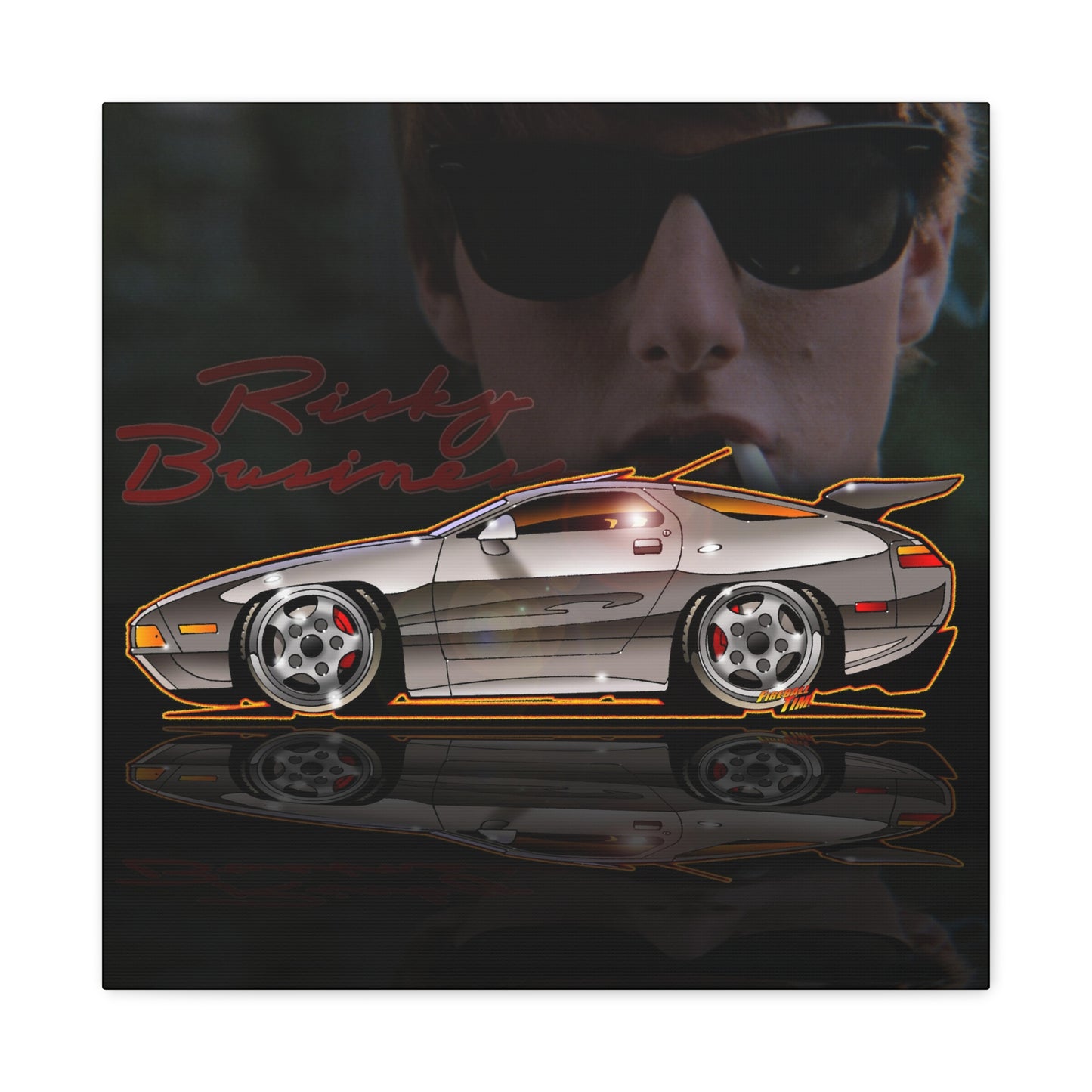 RISKY BUSINESS Porsche 928 Fireball Art Canvas Print - Sizes