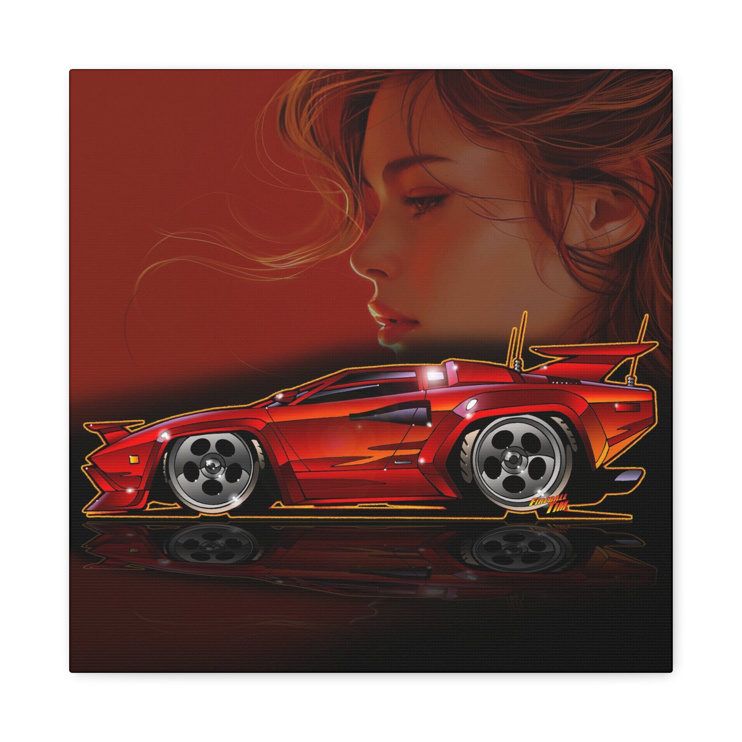 CANNONBALL RUN LAMBORGHINI COUNTACH Fireball Art Canvas Print