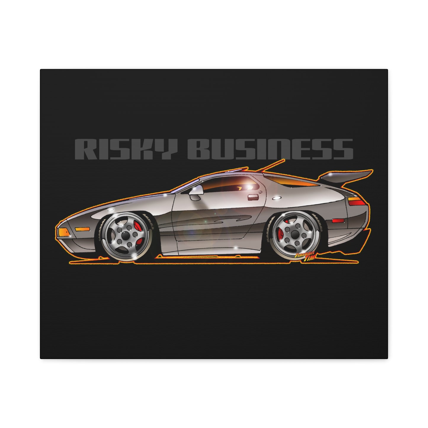 RISKY BUSINESS Porsche 928 Fireball Art Canvas Print - Sizes