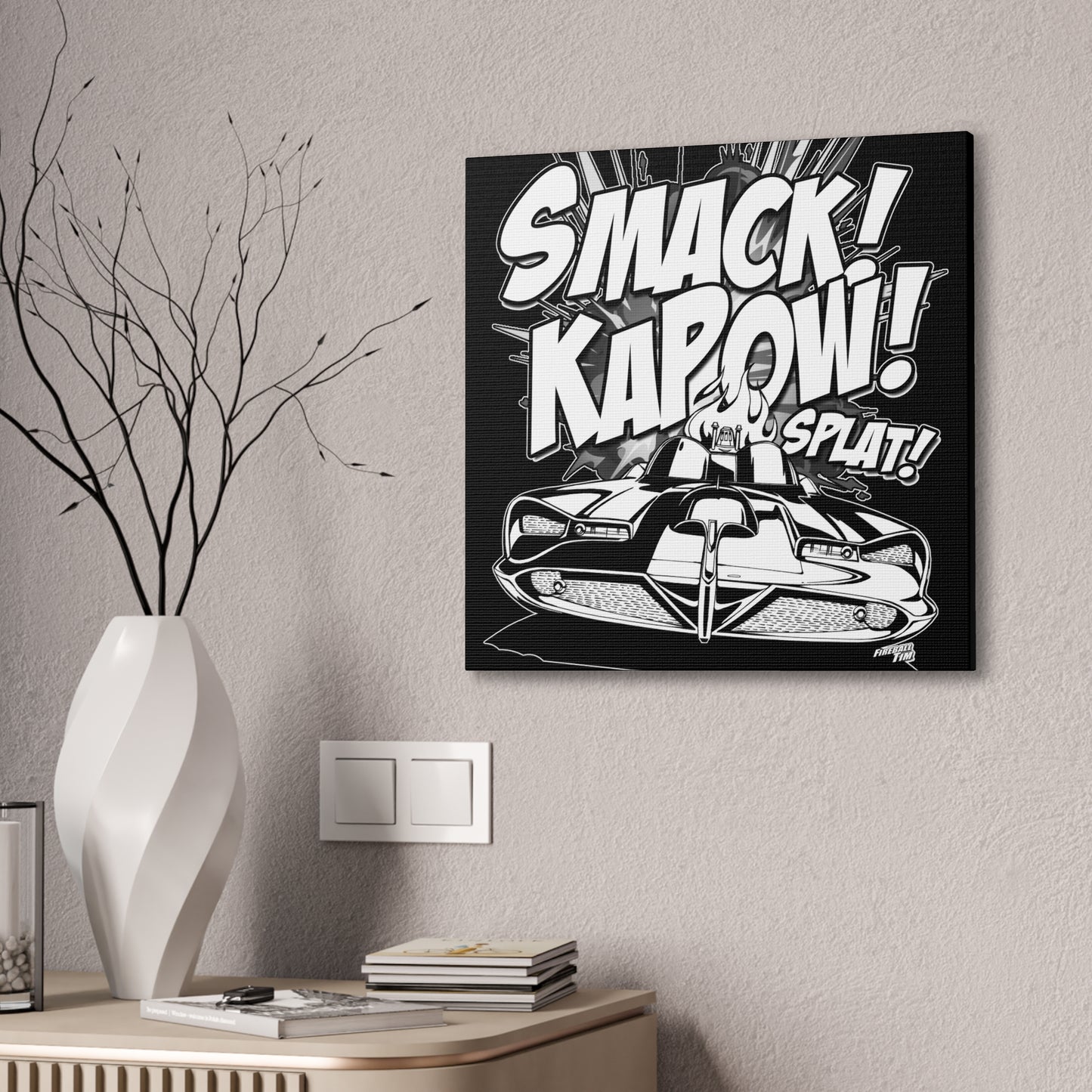 BATMOBILE 1966 BATMAN KAPOW Canvas Art Print - 3 Sizes