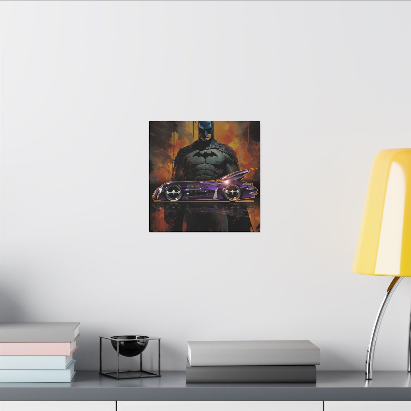 BATMAN & ROBIN 1997 BATMOBILE Movie Car Fireball Art Canvas Print - 12x12