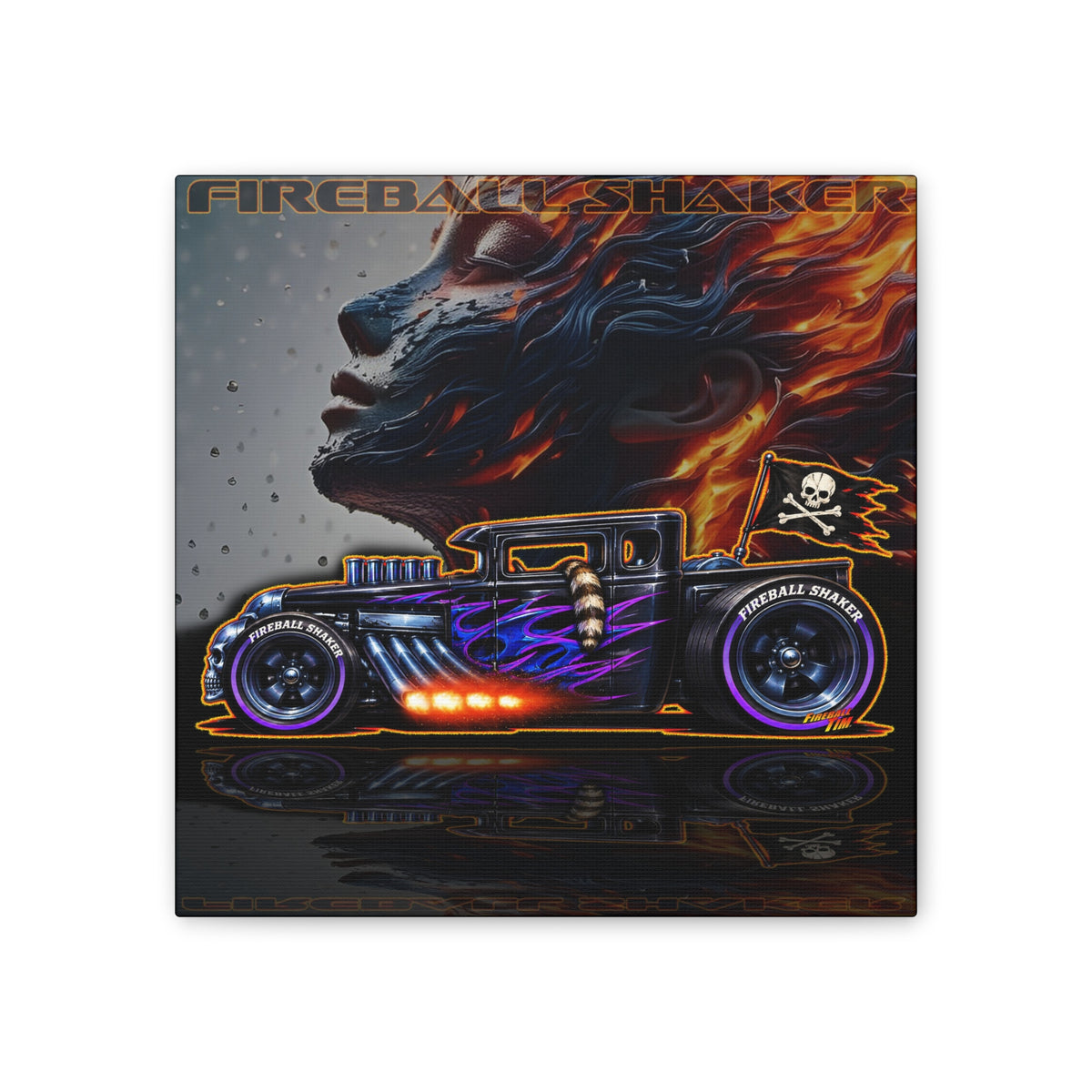 HOT WHEELS FIREBALL SHAKER Hot Rod Collectible Fireball Art Canvas Stretched Print