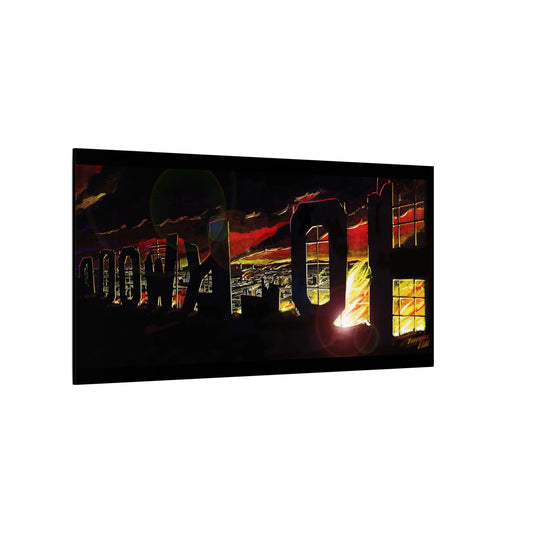 ESCAPE FROM LA Hollywood Sigh Fireball Concept Art Canvas Print