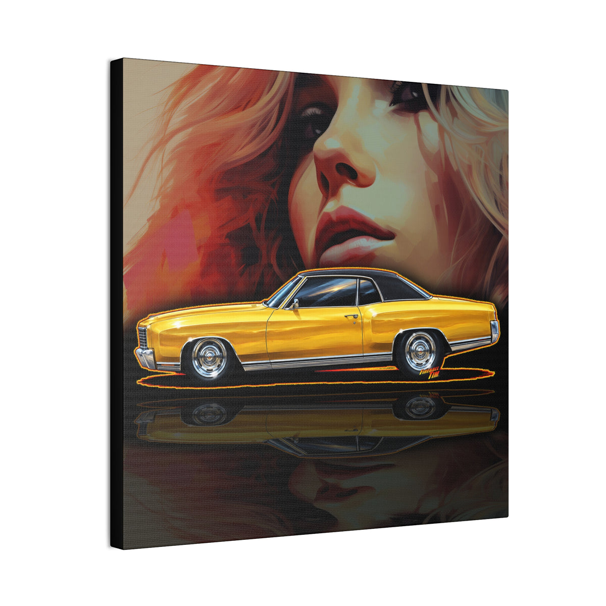 CHEVROLET MONTE CARLO 1972 Collectible Fireball Art Canvas Stretched Print