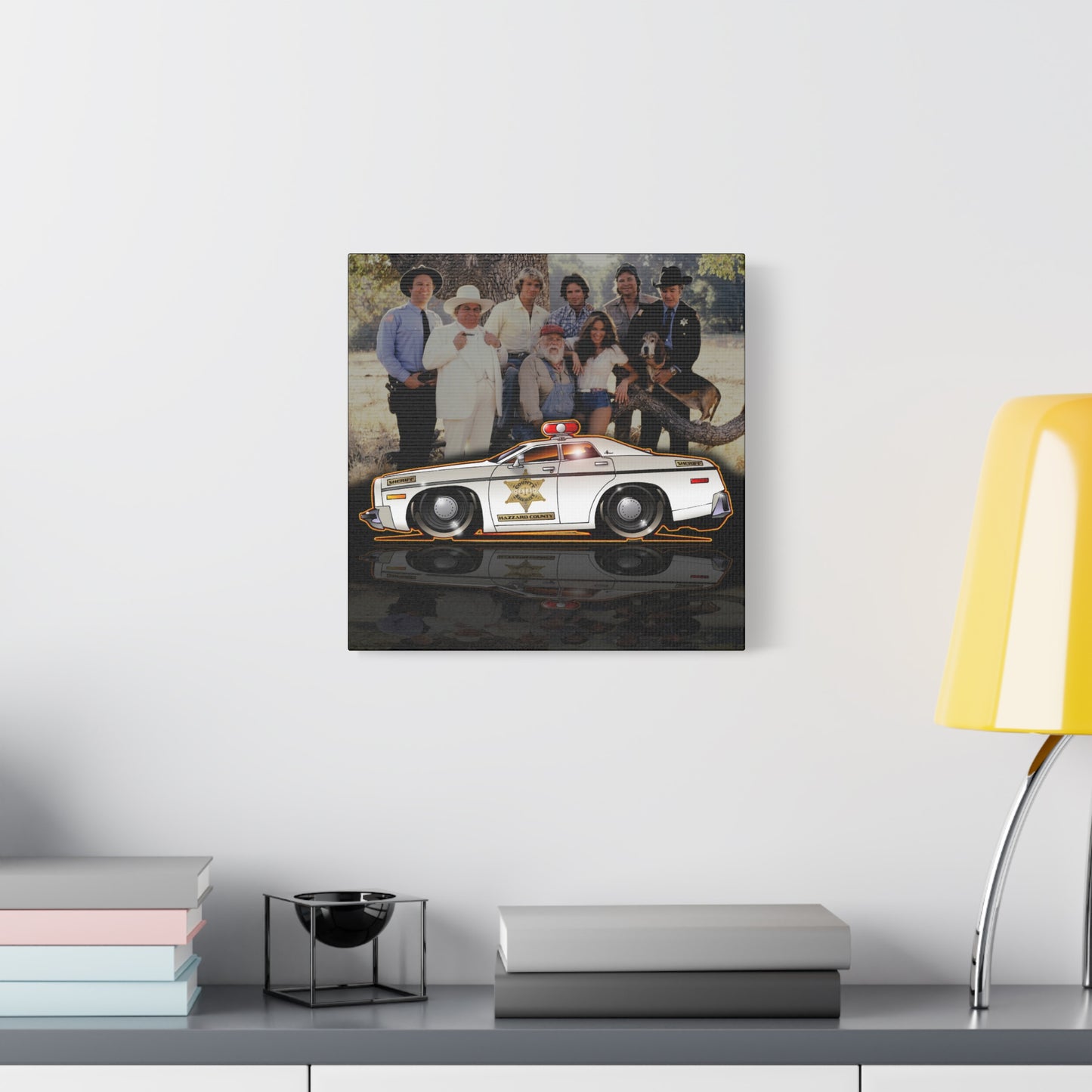 DUKES OF HAZZARD SHERIFF POLICE CAR Collectible Fireball Art Canvas Print