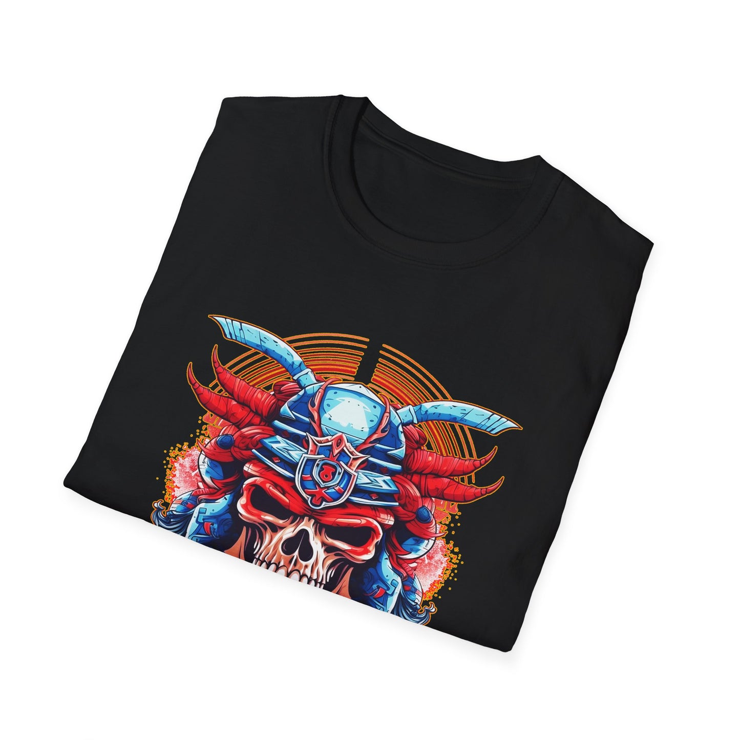 SAMURAI SKULL Fireball Art Unisex Softstyle T-Shirt - Multiple Colors