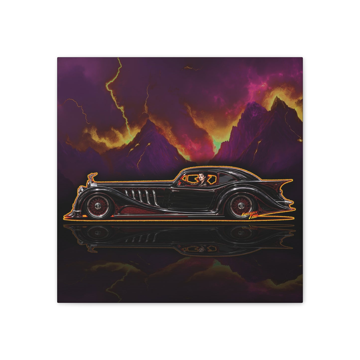MONSTER MACHINES Vampiress Countessa Halloween Collectible Fireball Art Canvas Stretched Print