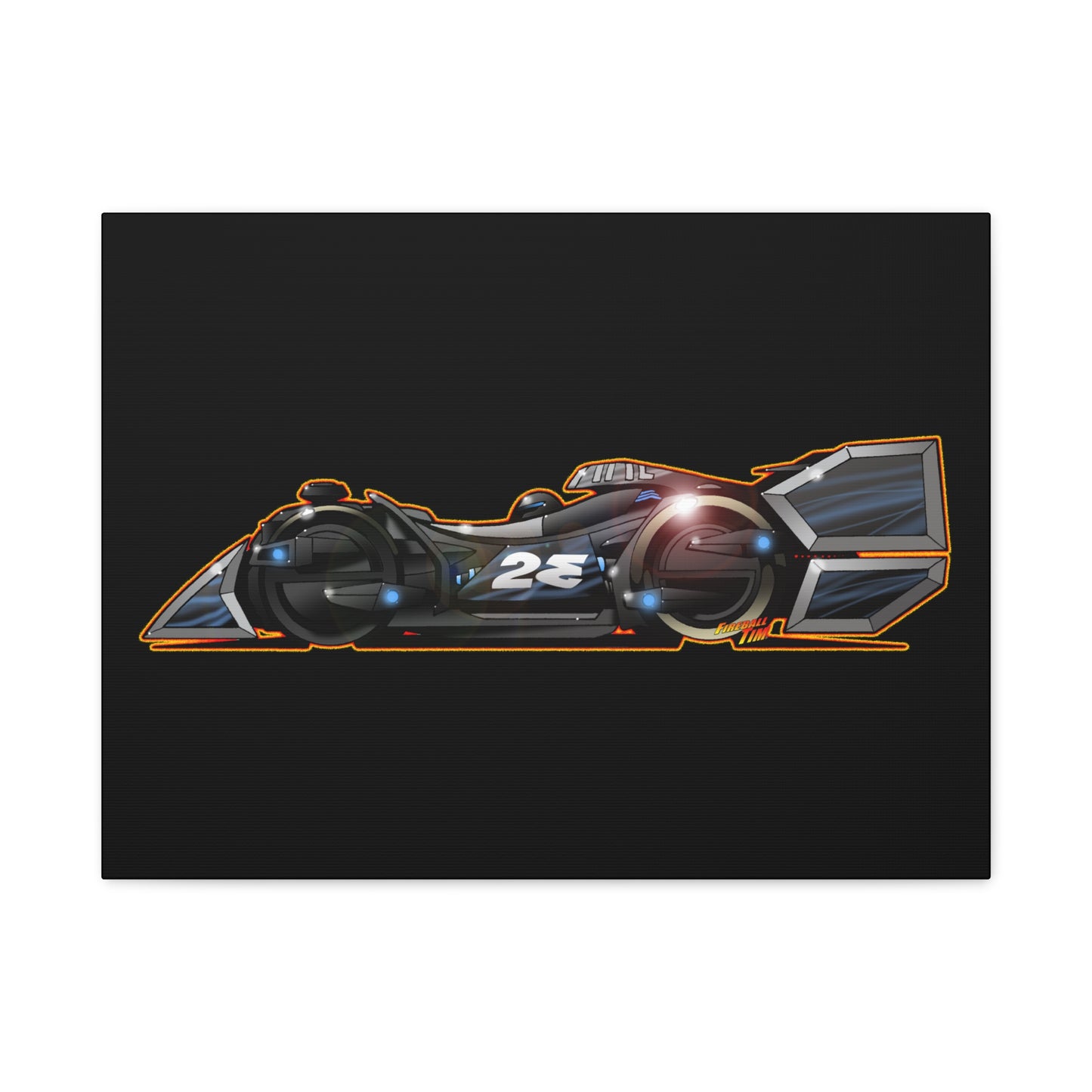 SPEED RACER GRAY GHOST Race Car Fireball Art Canvas Print