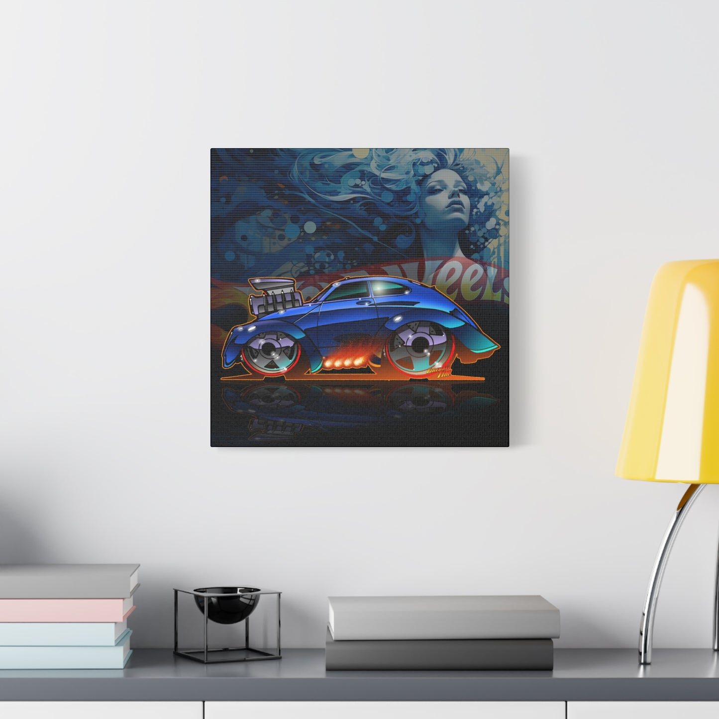 HOT WEEHLS Custom VW Bug Fireball Art Canvas Print