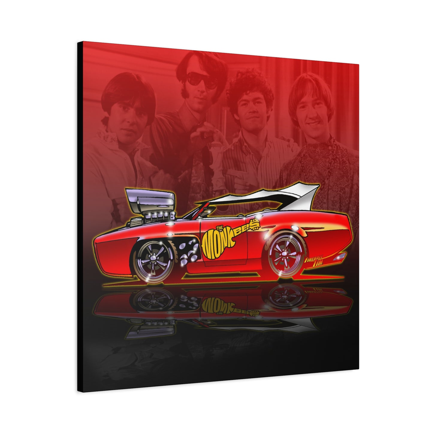 THE MONKEES Monkeemobile Fireball Canvas Art Wall Print
