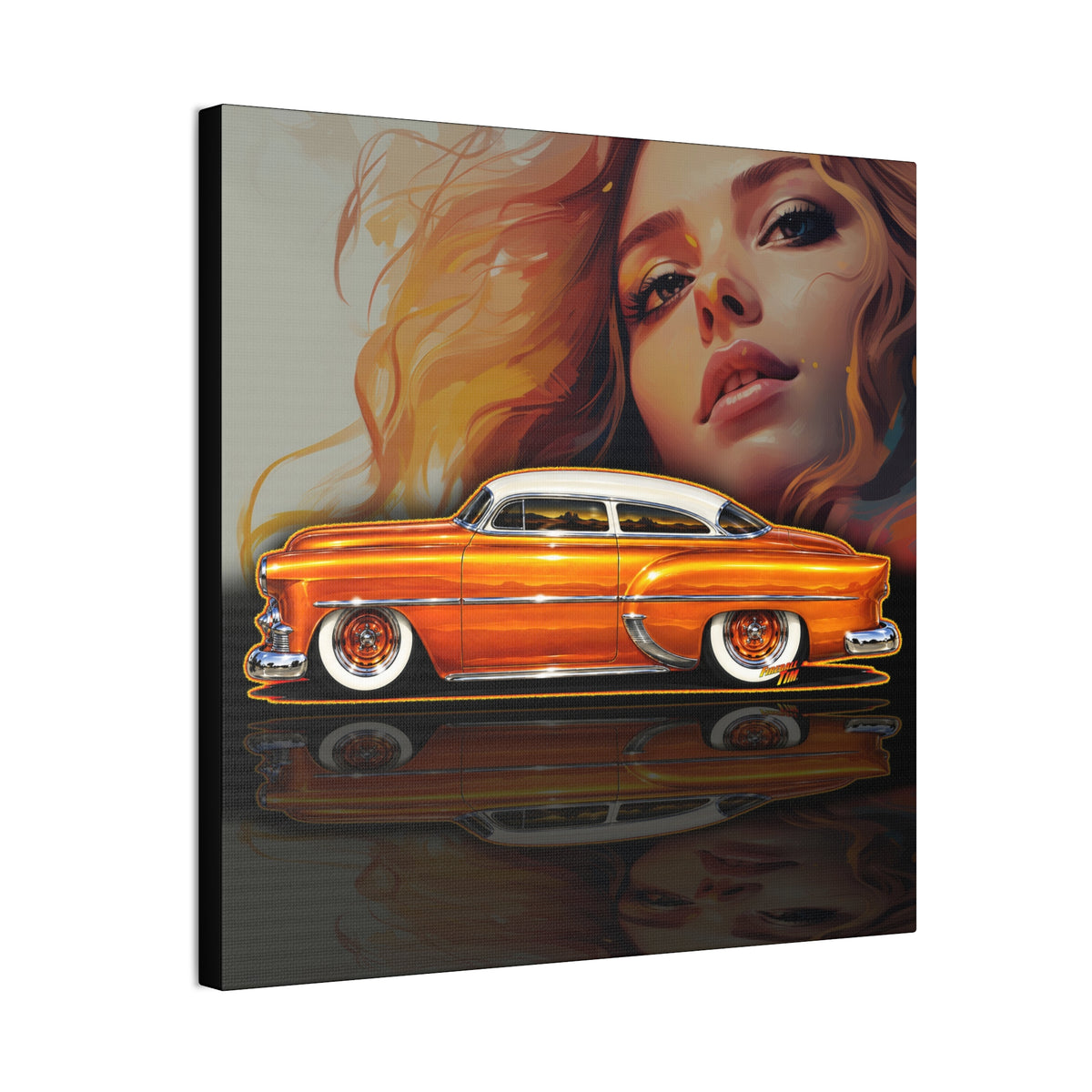 CHEVROLET KUSTOM 1953 Collectible Fireball Art Canvas Stretched Print