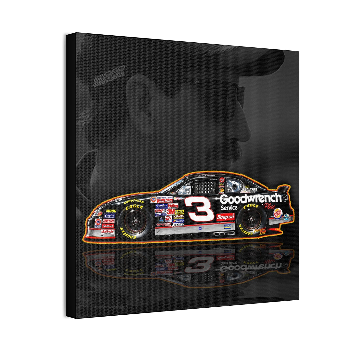 DALE EARNHARDT NASCAR Chevrolet 3 Collectible Fireball Art Canvas Stretched Print