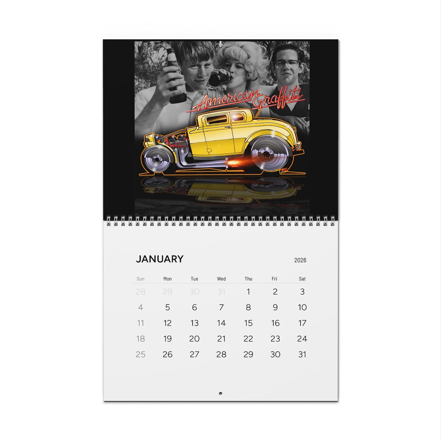 FIREBALL TIM GARAGE 2026 Movie & TV Car Calendar - 2 Sizes