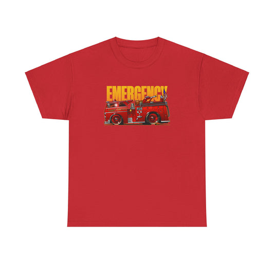 EMERGENCY ENGINE 51 TV Show Concept Art Fire Engine Heavy Cotton Tee 12 Colors