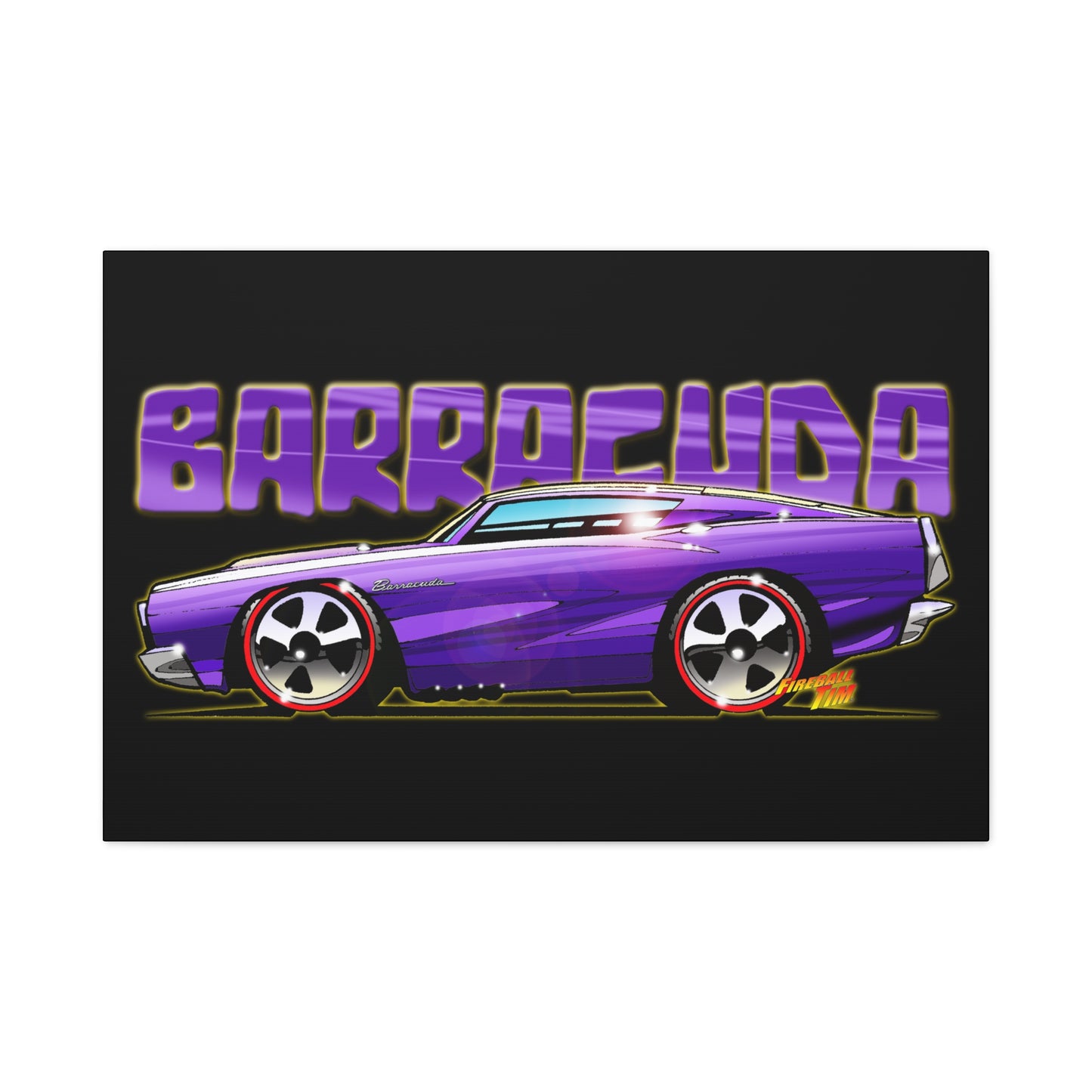 PLYMOUTH BARRACUDA Fireball Art Canvas Wall Print