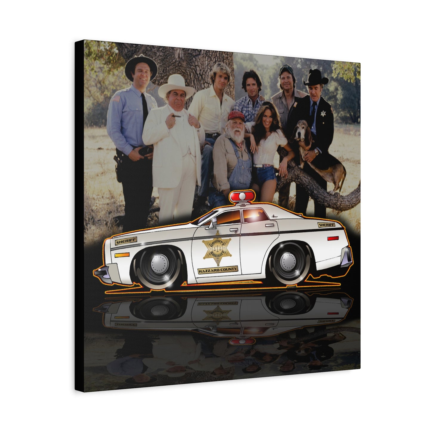 DUKES OF HAZZARD SHERIFF POLICE CAR Collectible Fireball Art Canvas Print