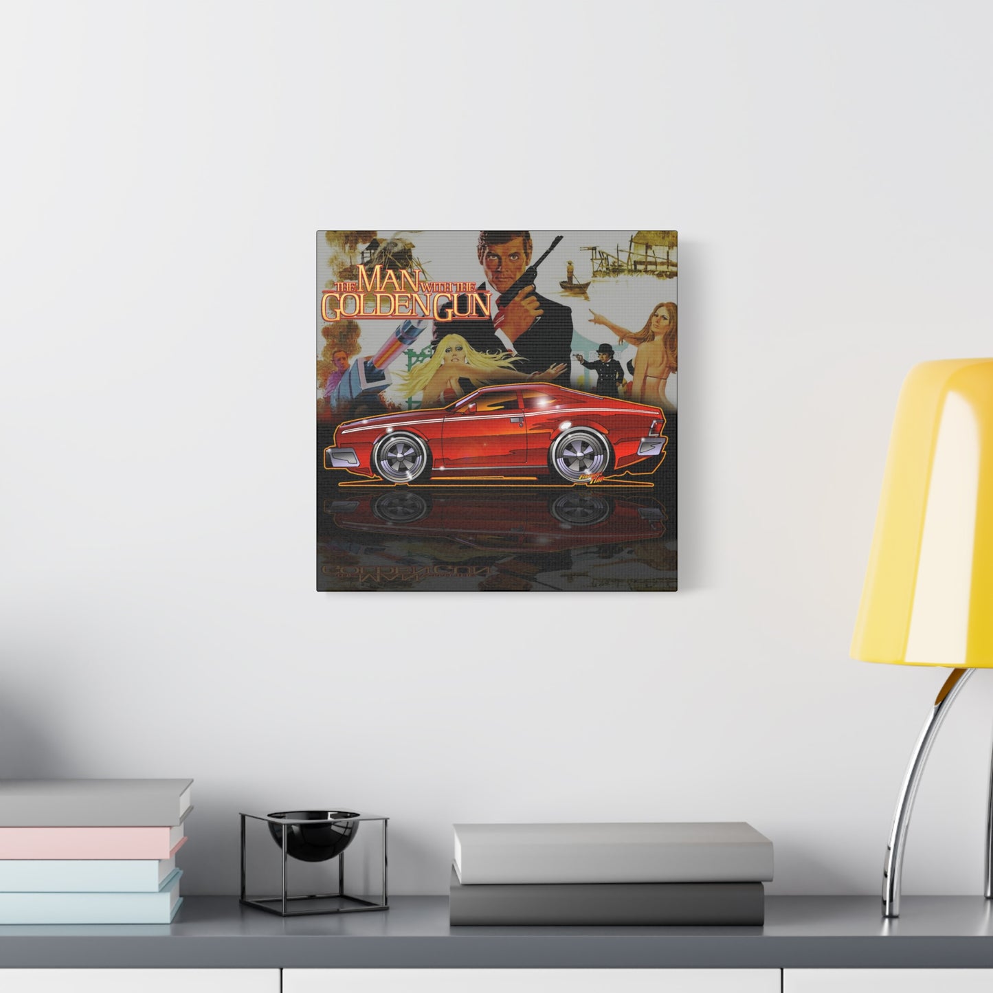 MAN WITH THE GOLDEN GUN AMC Hornet James Bond Fireball Art Canvas Print