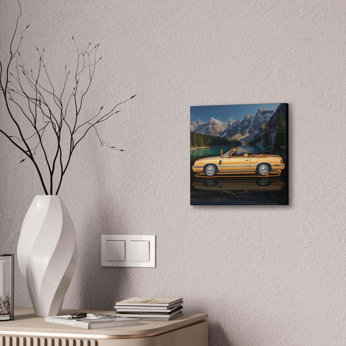 DODGE 600 CONVERTIBLE 1985 Collectible Fireball Art Canvas Stretched Print