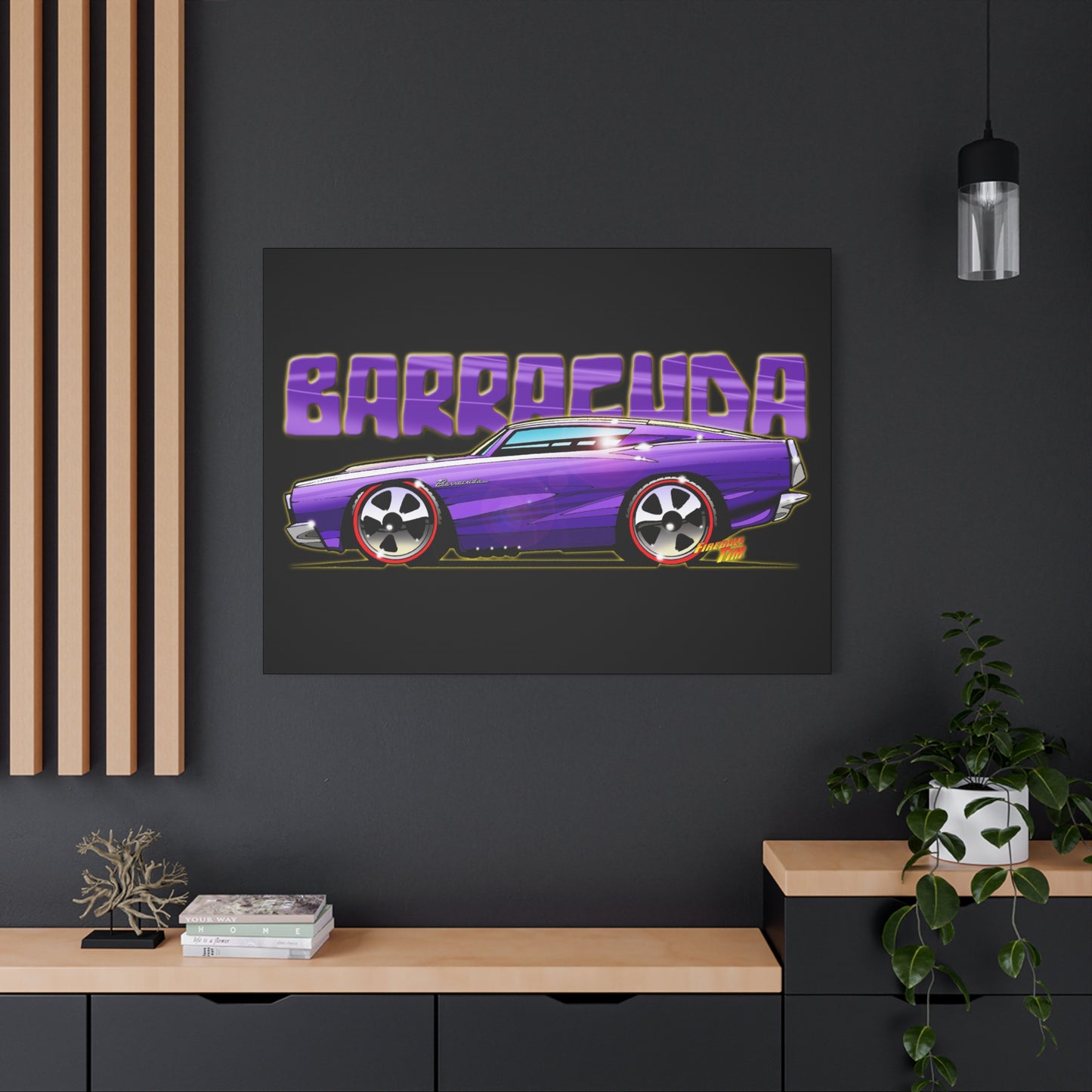 PLYMOUTH BARRACUDA Fireball Art Canvas Wall Print