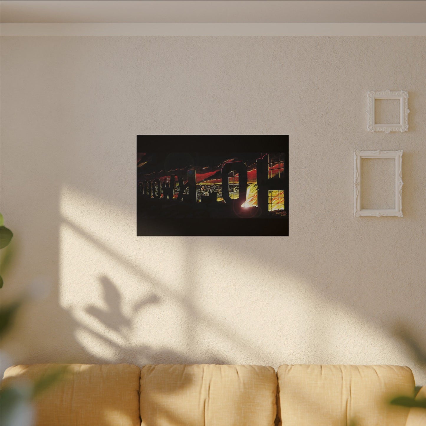 ESCAPE FROM LA Hollywood Sigh Fireball Concept Art Canvas Print