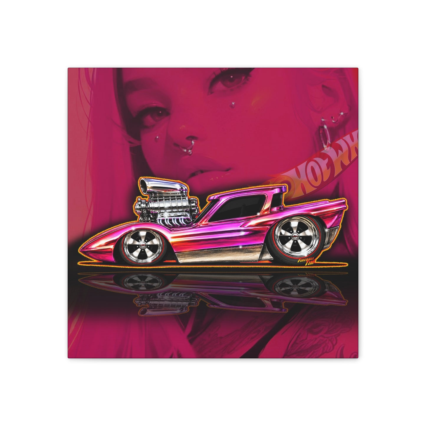 HOT WHEELS Sweet 16 PYTHON Collectible Fireball Art Canvas Stretched Print
