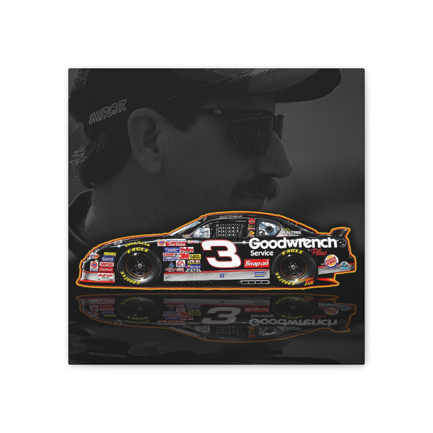 DALE EARNHARDT NASCAR Chevrolet 3 Collectible Fireball Art Canvas Stretched Print