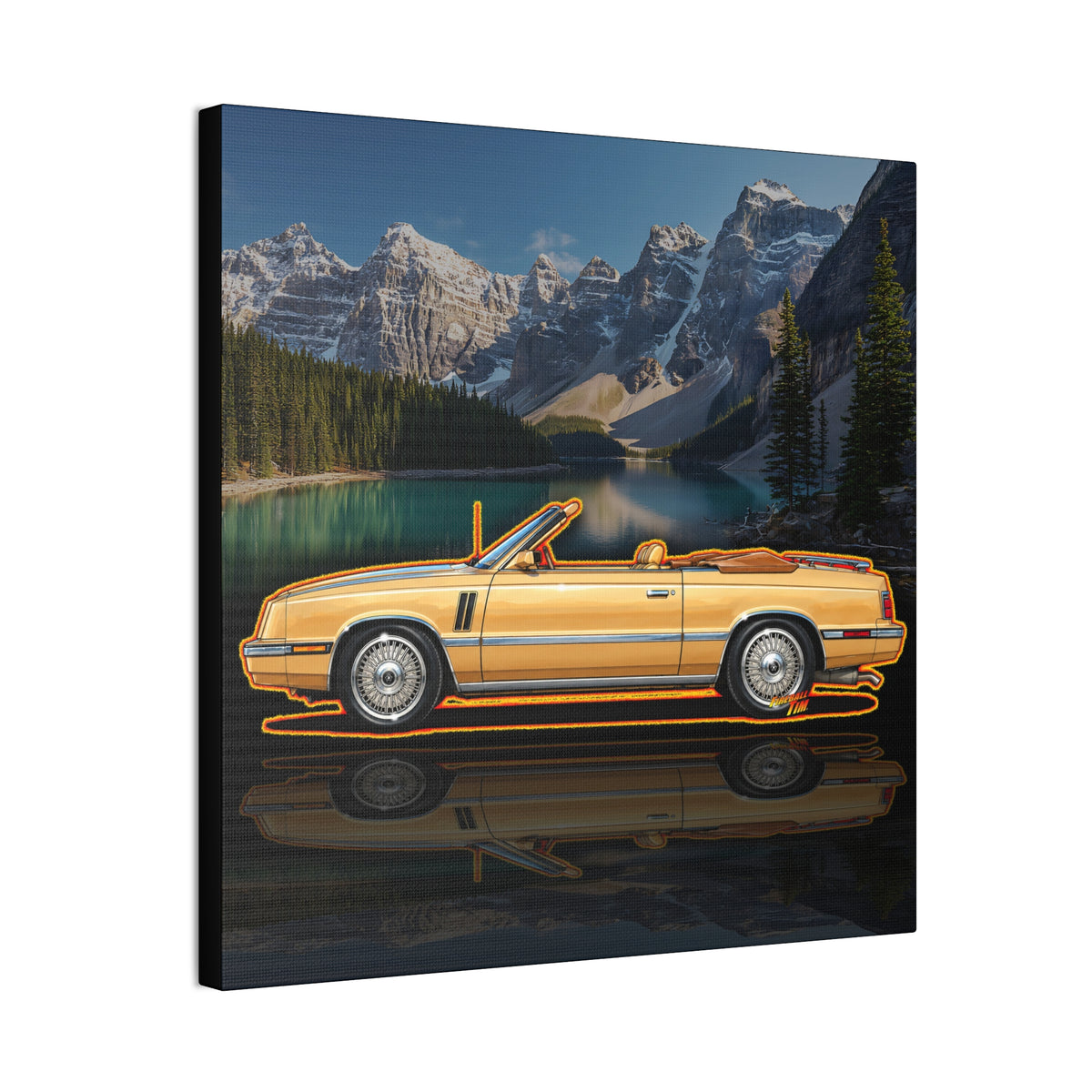 DODGE 600 CONVERTIBLE 1985 Collectible Fireball Art Canvas Stretched Print