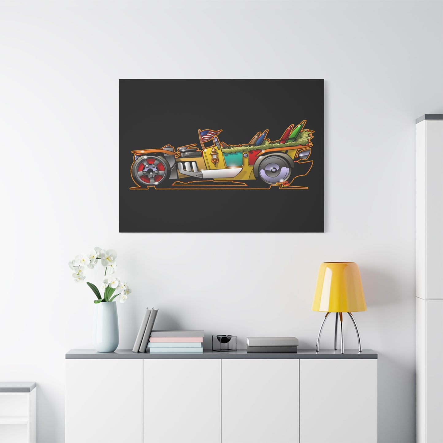 MONGREL T HOT ROD Elvis Easy Come Easy Go Fireball Canvas Art Wall Print