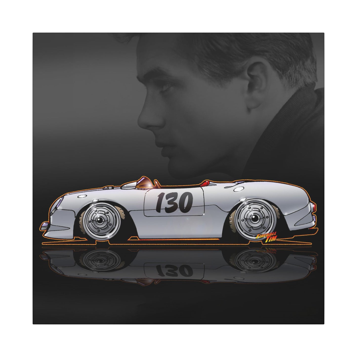 JAMES DEAN PORSCHE 550 Spyder Lil' Bastard Fireball Art Canvas Print