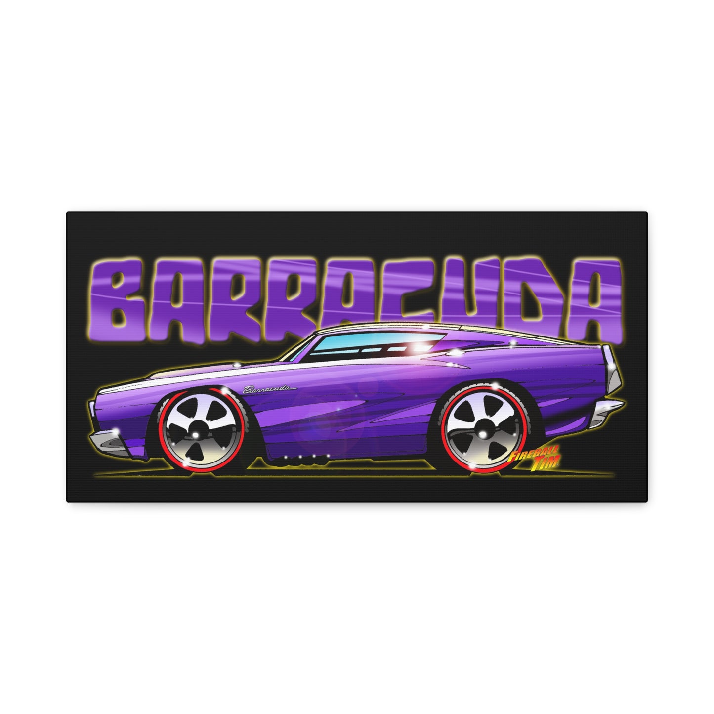 PLYMOUTH BARRACUDA Fireball Art Canvas Wall Print