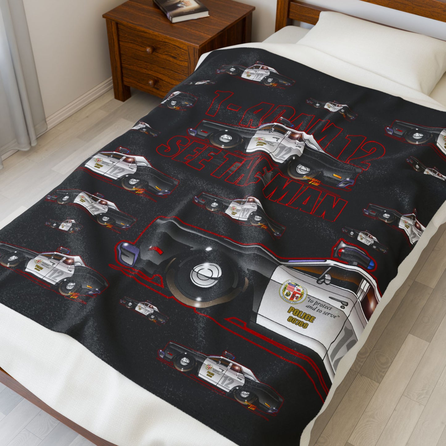 ADAM 12 PLYMOUTH BELVEDERE Police Car Cozy Blanket - 3 Sizes