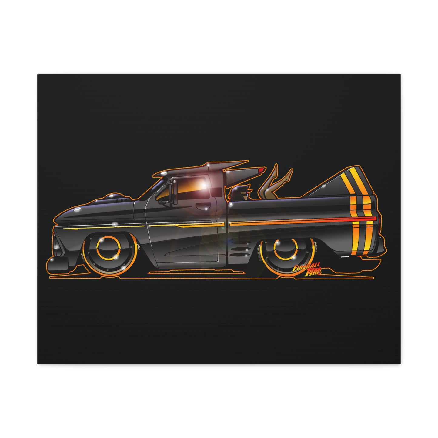 CHEVROLET C10 1960 Stinger Pickup Truck Fireball Art Canvas Print