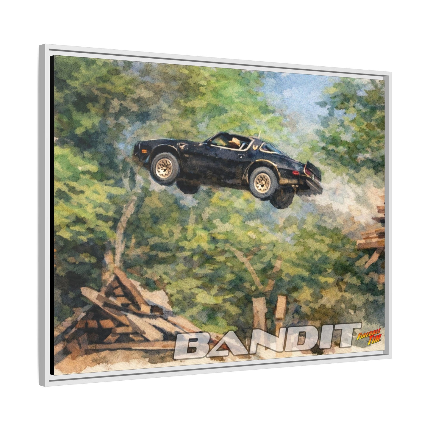 SMOKEY AND THE BANDIT TRANS AM WATERCOLOR PAINTING Fireball Movie Car Canvas Print - Framed 24x18