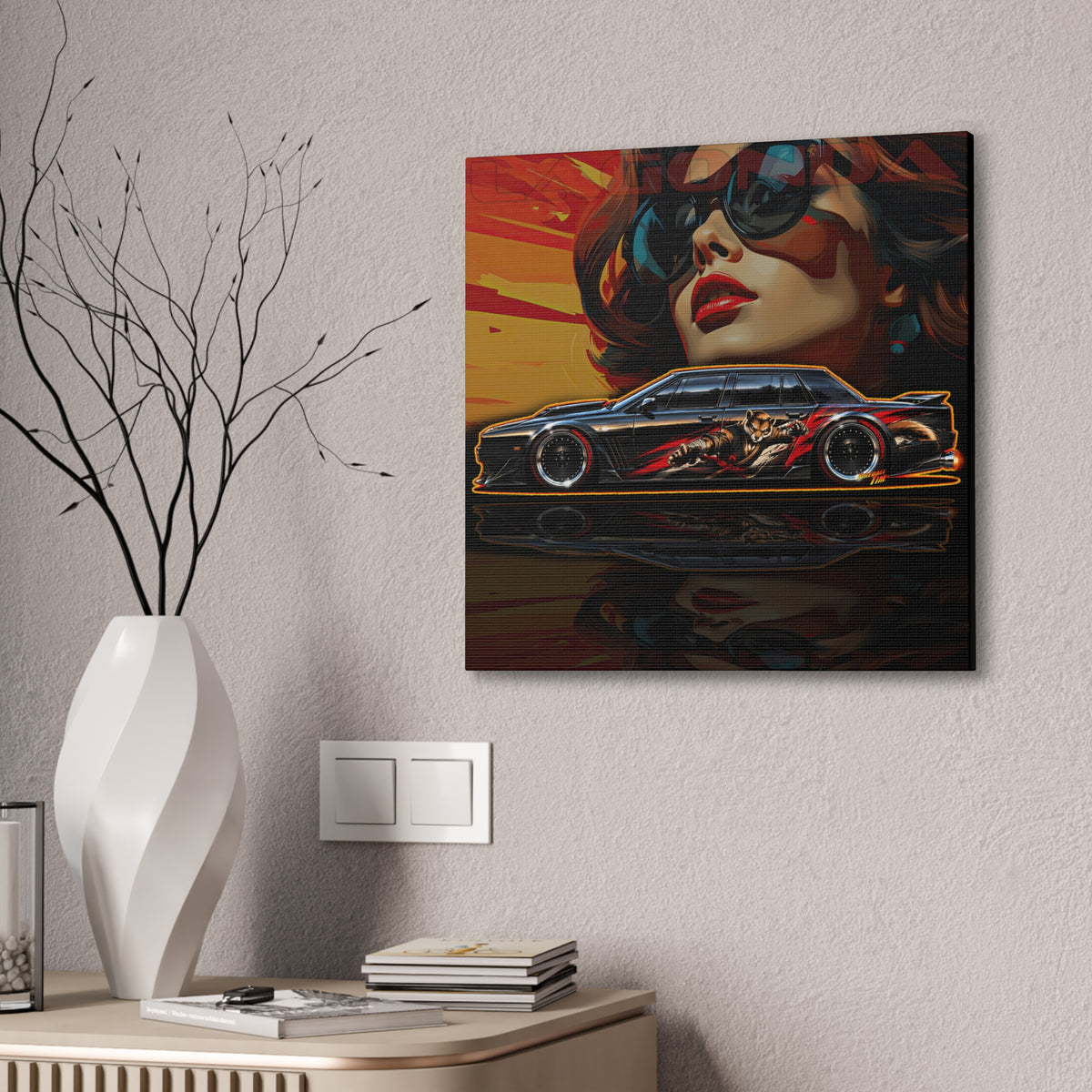 ASTON MARTIN LAGONDA Collectible Fireball Art Canvas Stretched Print