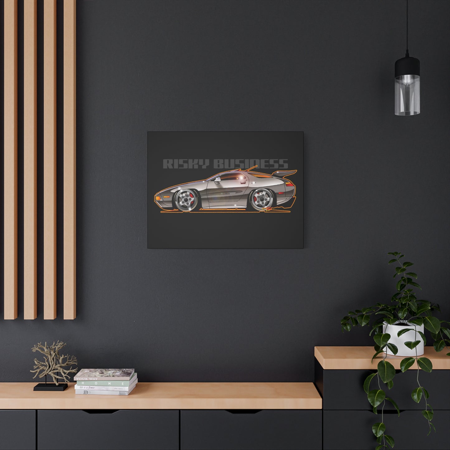 RISKY BUSINESS Porsche 928 Fireball Art Canvas Print - Sizes