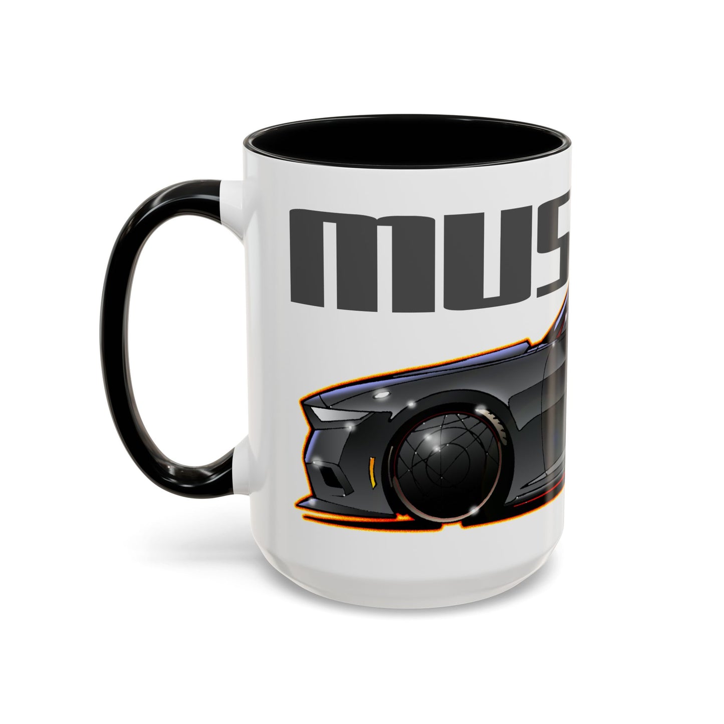 FORD MUSTANG 2025 Gun Metal Silver Fireball Art Coffee Mug