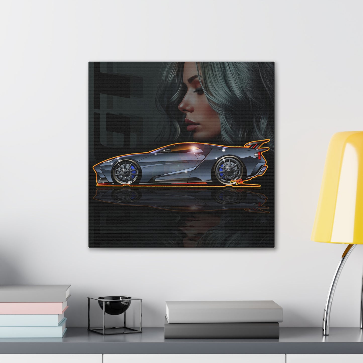 FORD GT Supercar Fireball Art Canvas Print