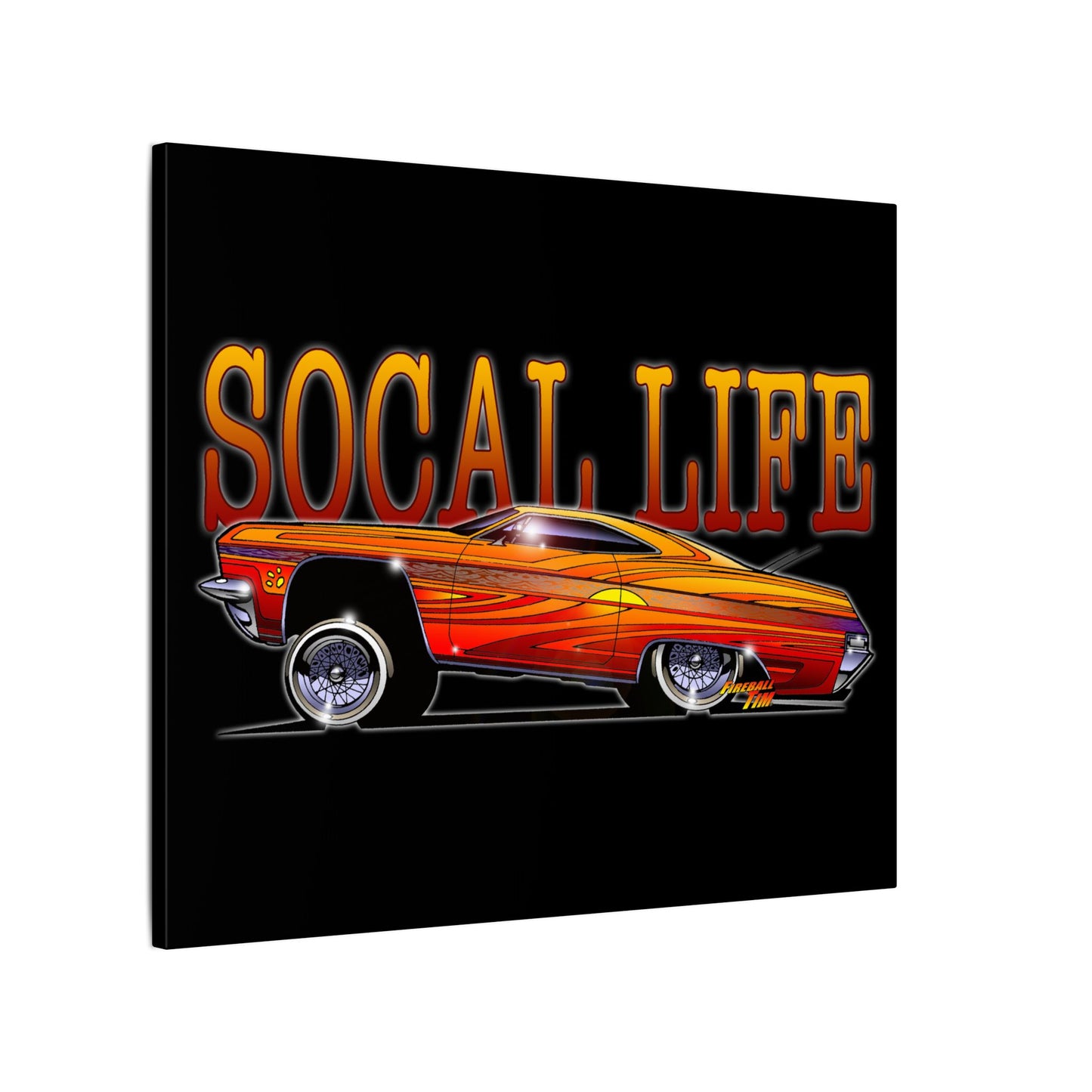 CHEVY IMPALA LOWRIDER Fireball Art Canvas Print