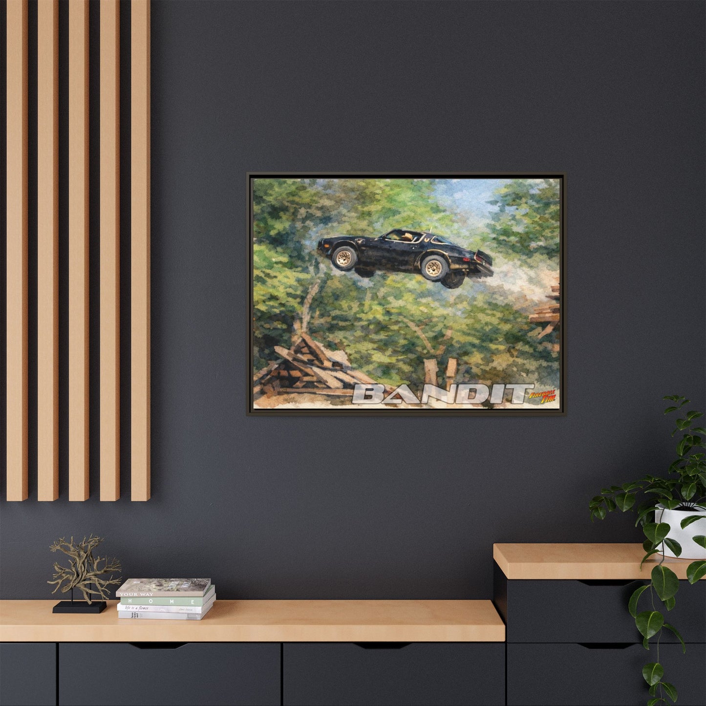 SMOKEY AND THE BANDIT TRANS AM WATERCOLOR PAINTING Fireball Movie Car Canvas Print - Framed 24x18