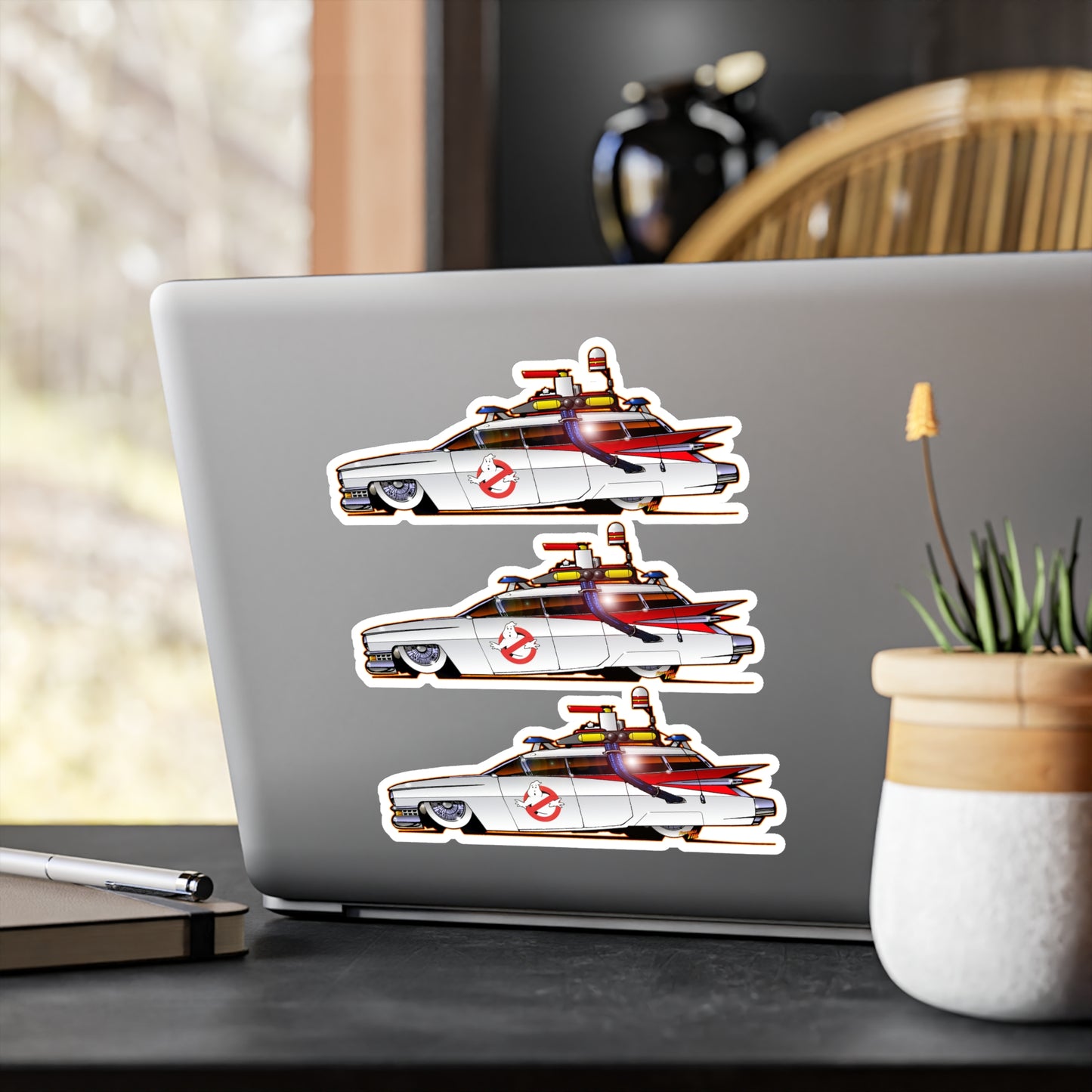 GHOSTBUSTERS ECTO 1 Fireball Art Decal Stickers - 4 Sizes