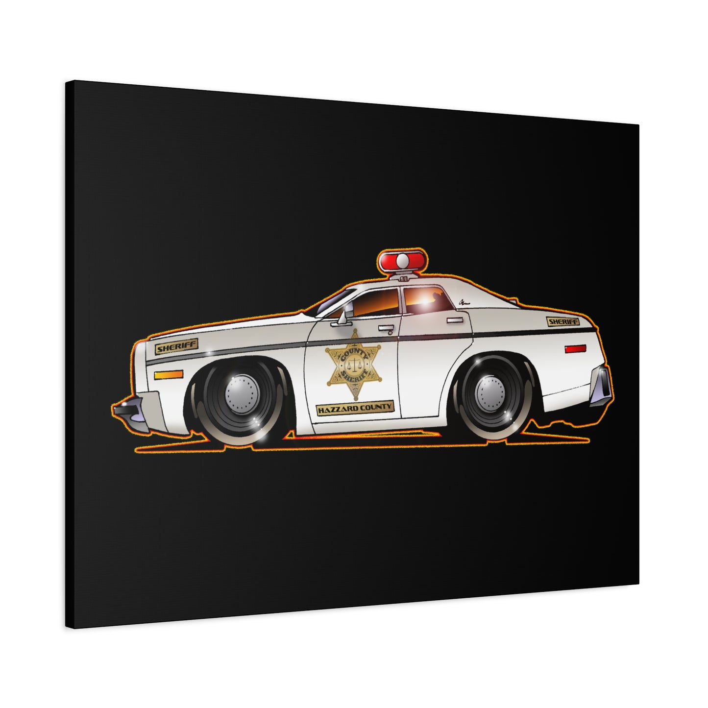 DUKES OF HAZZARD SHERIFF POLICE CAR Fireball Art Canvas Print