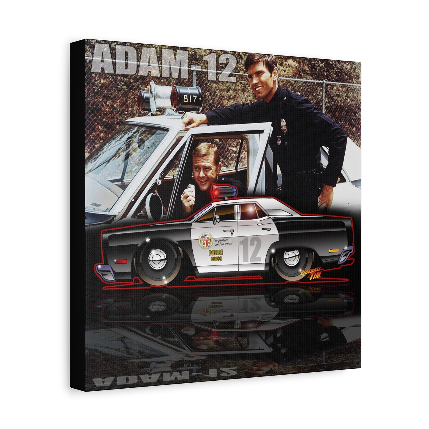 ADAM 12 PLYMOUTH Police Car Fireball Art Canvas Print