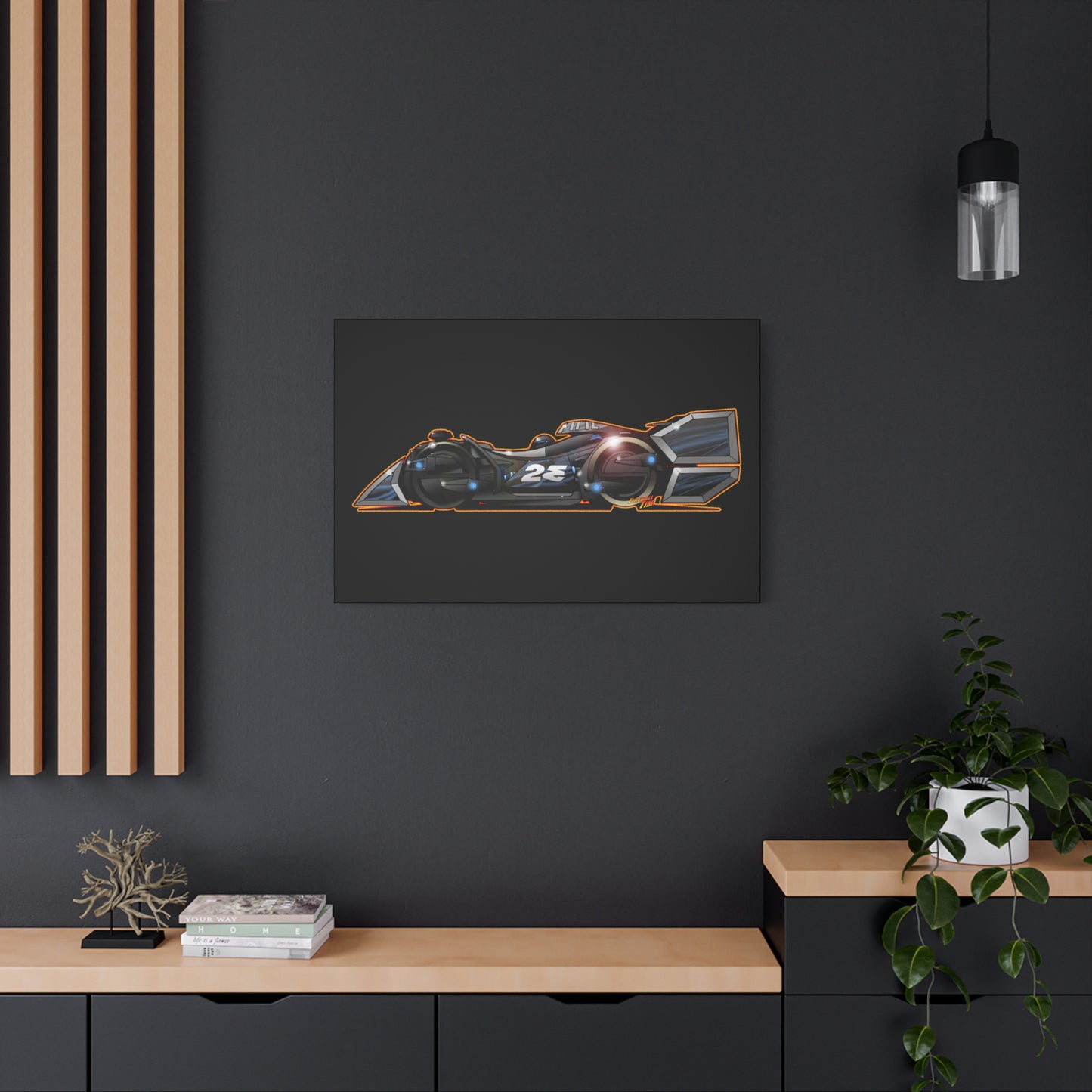 SPEED RACER GRAY GHOST Race Car Fireball Art Canvas Print
