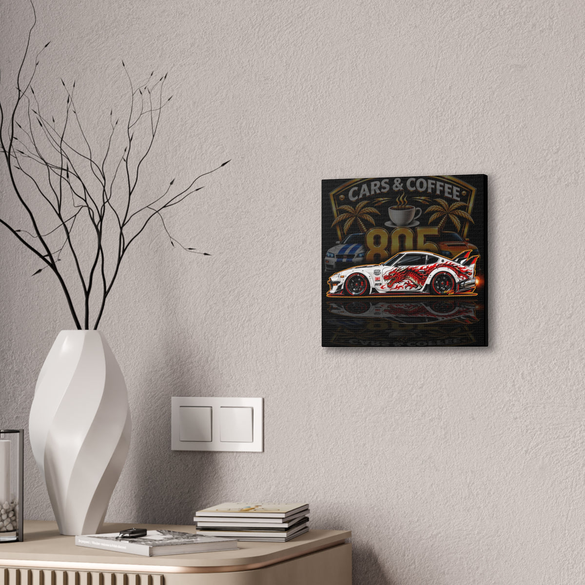 DATSUN 240Z JDM Cars & Coffee 805 Collectible Fireball Art Canvas Stretched Print