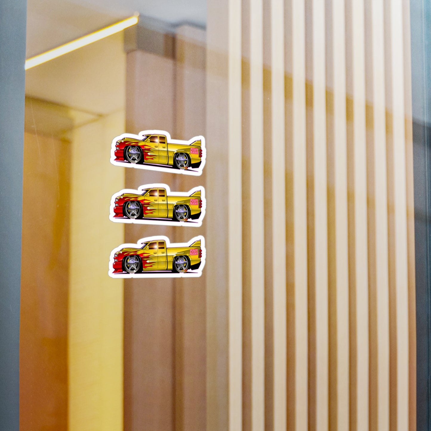 KILL BILL PUSSY WAGON Chevy Pickup Truck Fireball Art Vinyl Decal Set